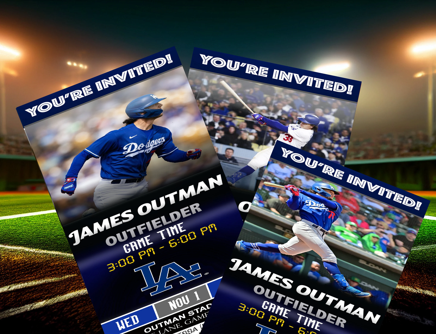 Los Angeles Dodgers Ticket Style Sports Party Invites – Sports Invites