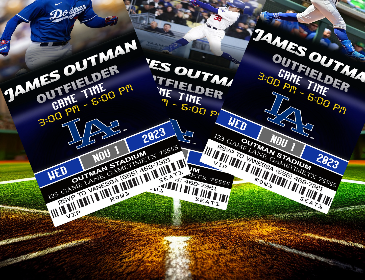 Los Angeles Dodgers Ticket Style Sports Party Invites – Sports Invites
