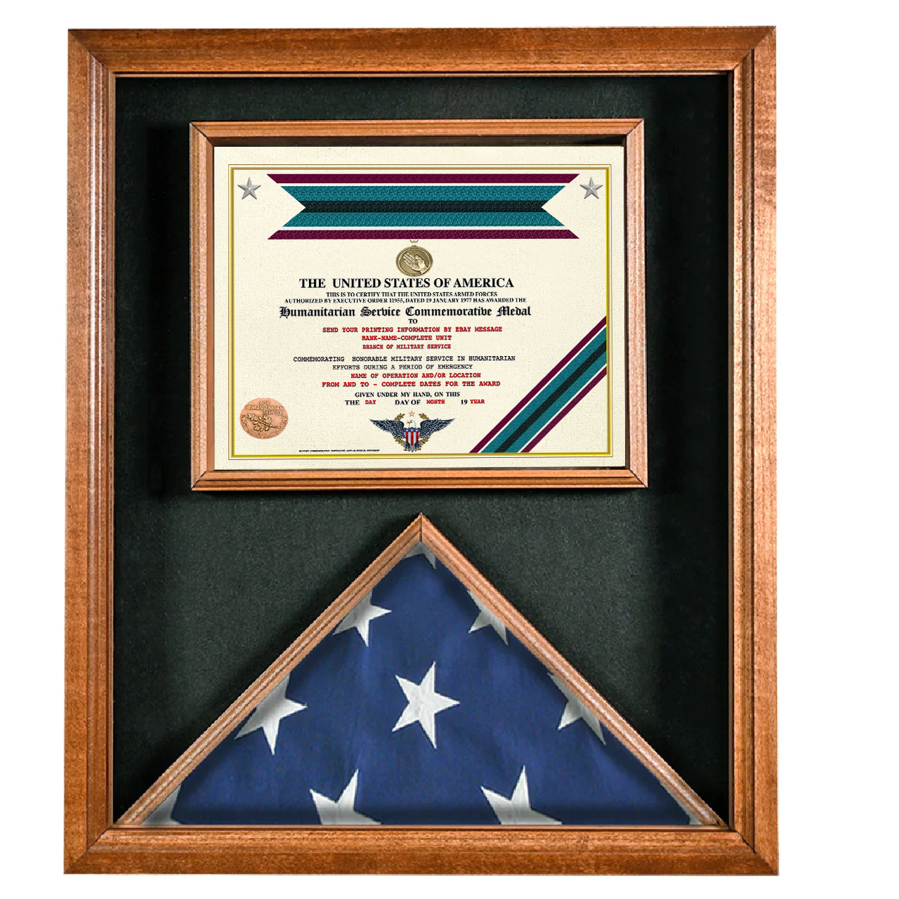 UNITED STATES HUMANITARIAN SERVICE COMMEMORATIVE MEDAL REPLACEMENT CERTIFICATE