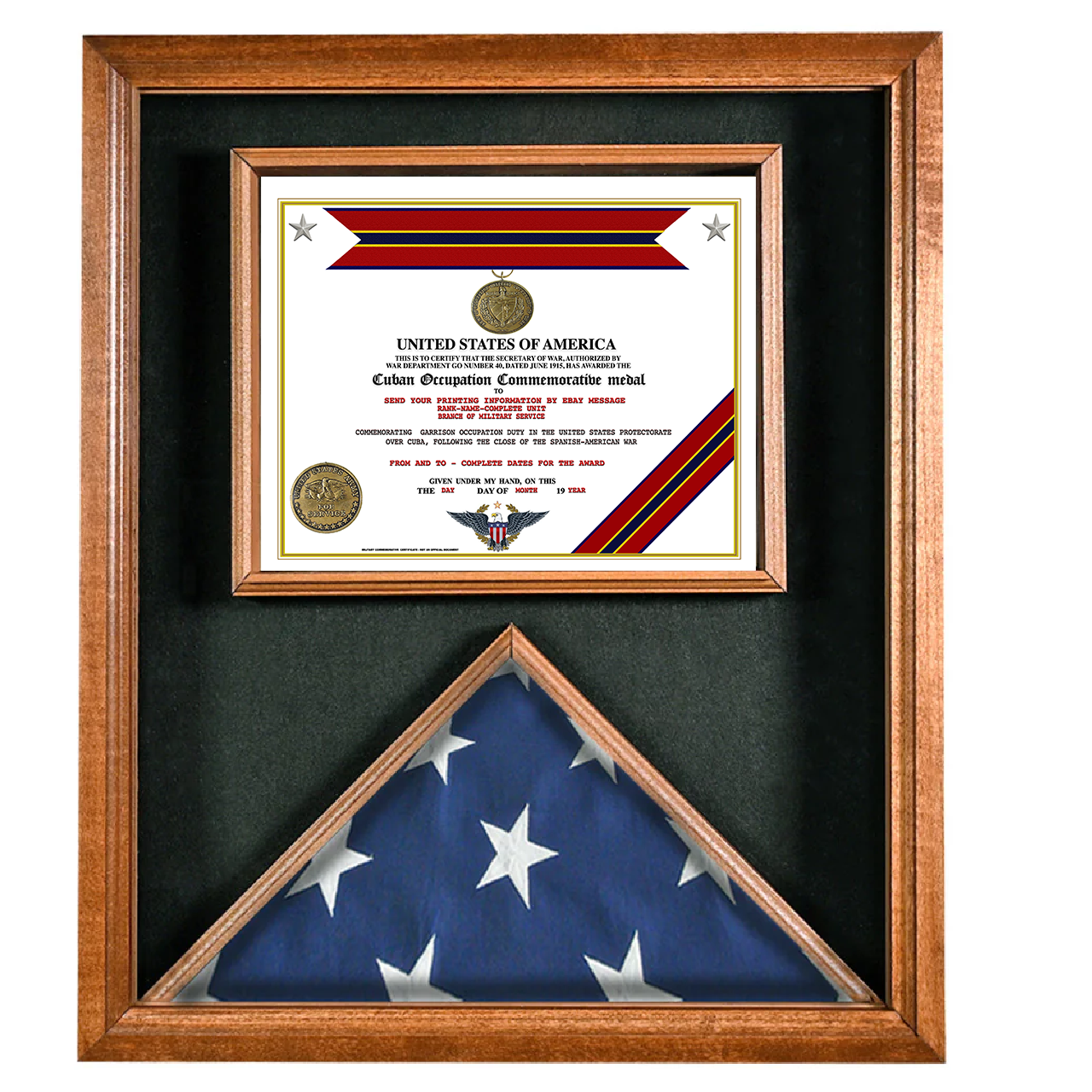 UNITED STATES CUBAN OCCUPATION COMMEMORATIVE MEDAL REPLACEMENT CERTIFICATE