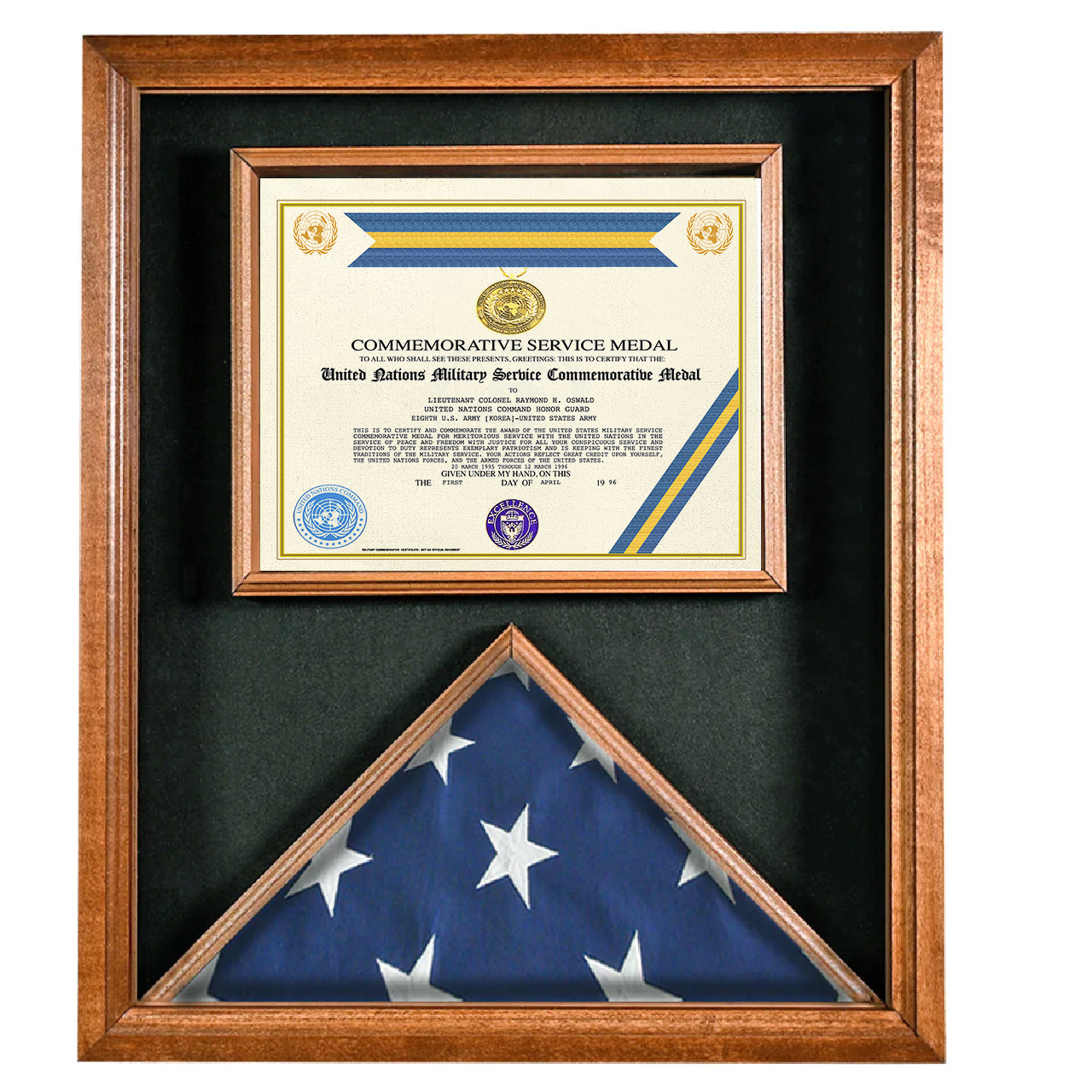 UNITED NATIONS MILITARY SERVICE COMMEMORATIVE MEDAL REPLACEMENT CERTIFICATE