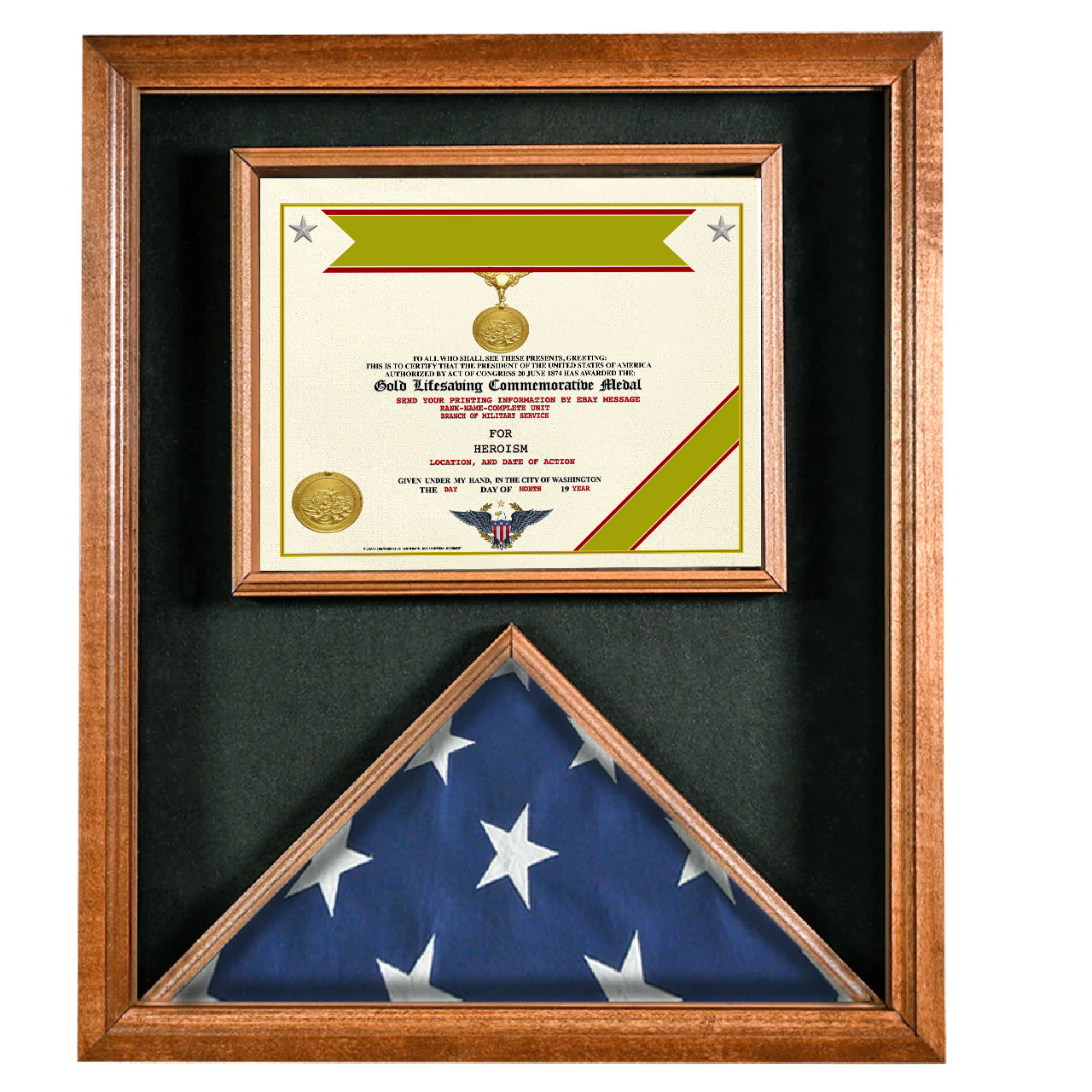 GOLD LIFESAVING COMMEMORATIVE MEDAL REPLACEMENT CERTIFICATE