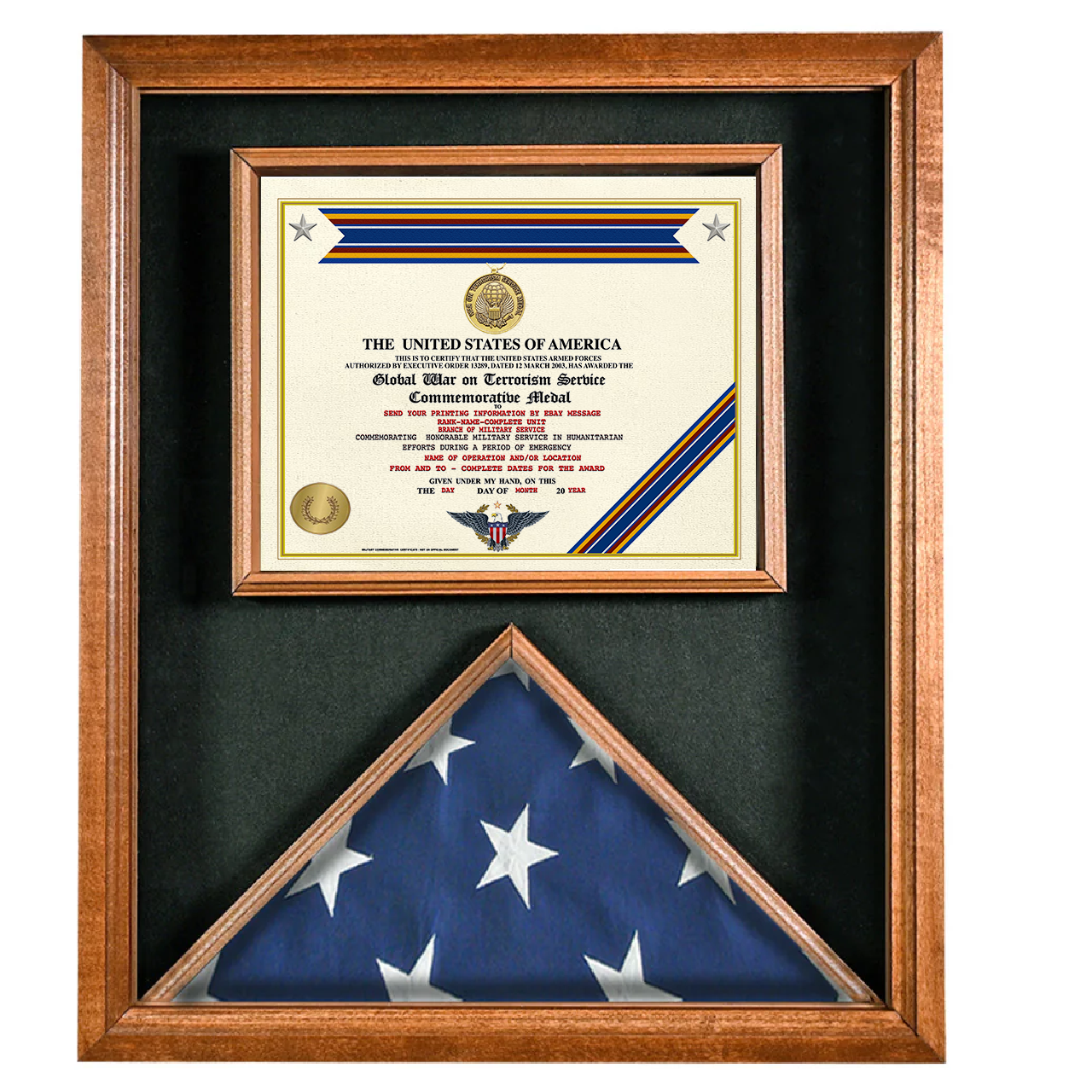UNITED STATES GLOBAL WAR ON TERRORISM COMMEMORATIVE SERVICE MEDAL REPLACEMENT CERTIFICATE