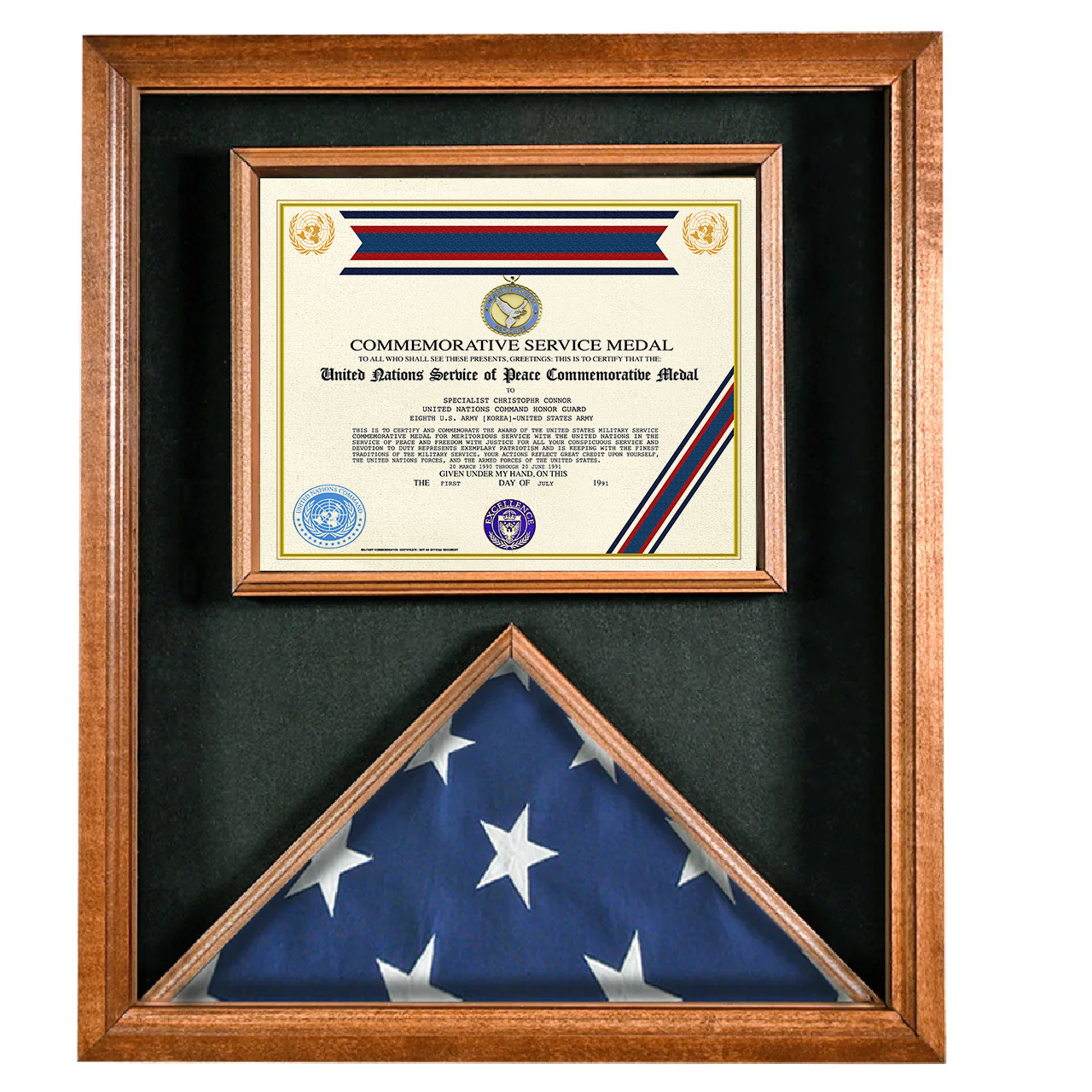 UNITED NATIONS SERVICE OF PEACE COMMEMORATIVE MEDAL REPLACEMENT CERTIFICATE