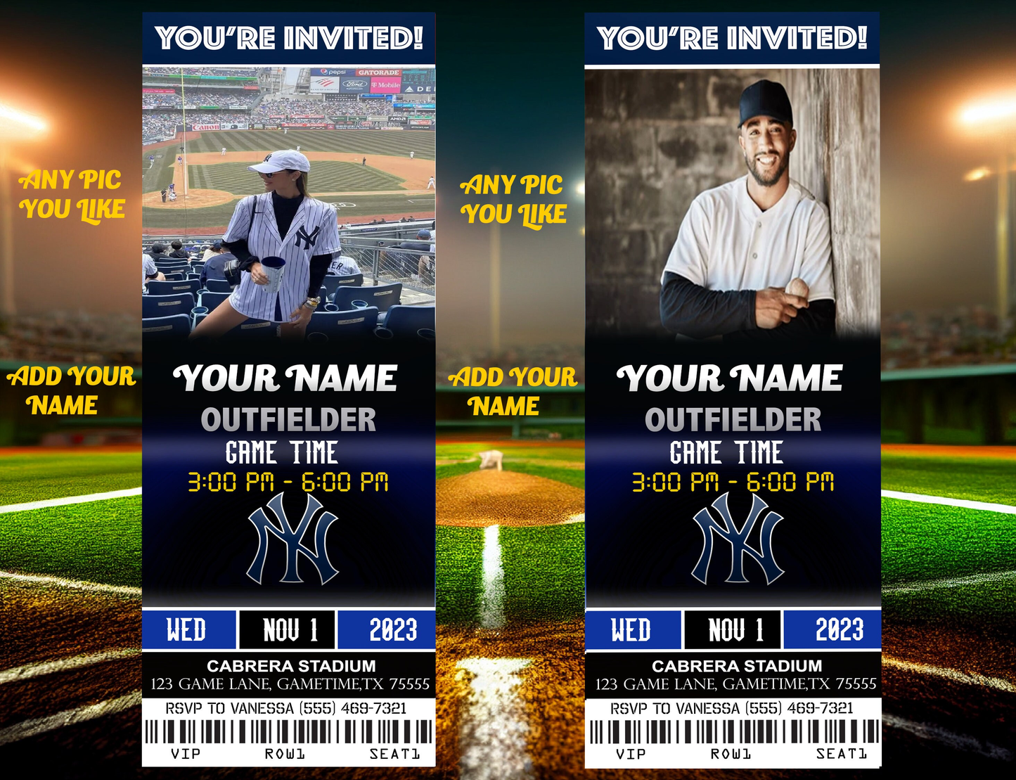 New York Yankees Ticket Style Sports Party Invites – Sports Invites