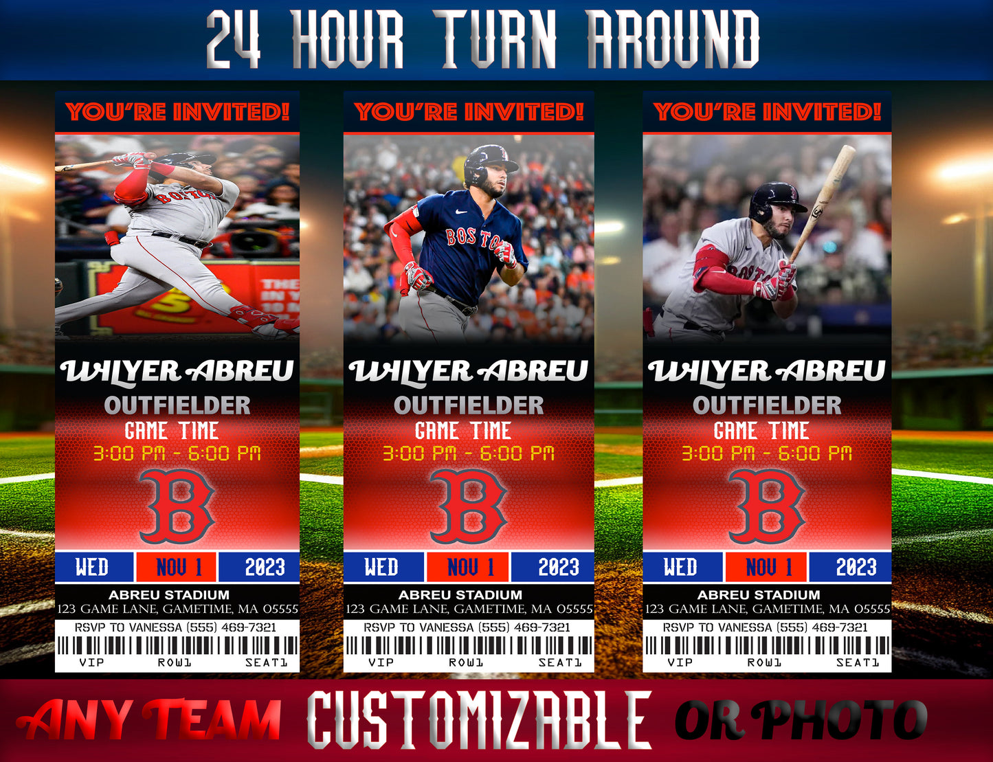 Boston Red Sox Ticket Style Sports Party Invites – Sports Invites