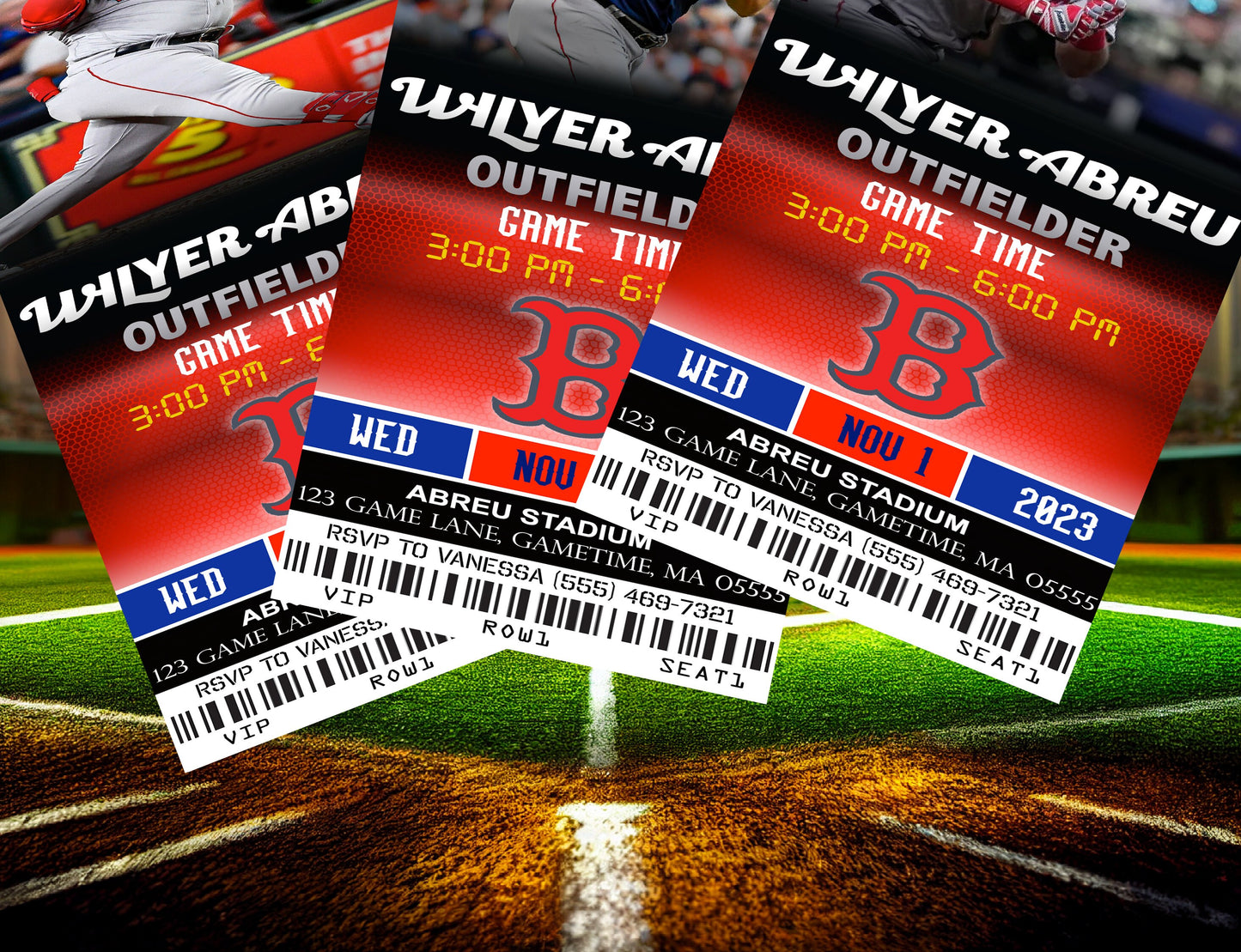 Boston Red Sox Ticket Style Sports Party Invites – Sports Invites