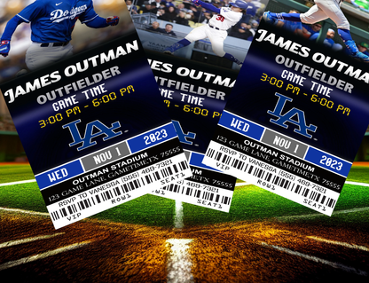 Los Angeles Dodgers Ticket Style Sports Party Invites – Sports Invites