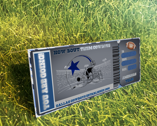 Cowboys Inspired Ticket Style Sports Party Invites – Sports Invites