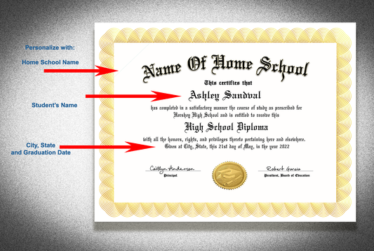 Personalized Custom Home School Diploma and Transcript High School Education GED