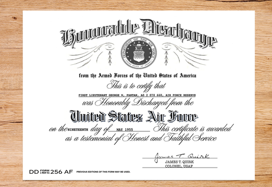 UNITED STATES HONORABLE DISCHARGE REPLACEMENT CERTIFICATE