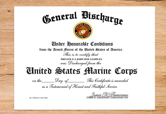 UNITED STATES MARINE CORPS GENERAL DISCHARGE REPLACEMENT CERTIFICATE