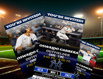New York Yankees Ticket Style Sports Party Invites – Sports Invites