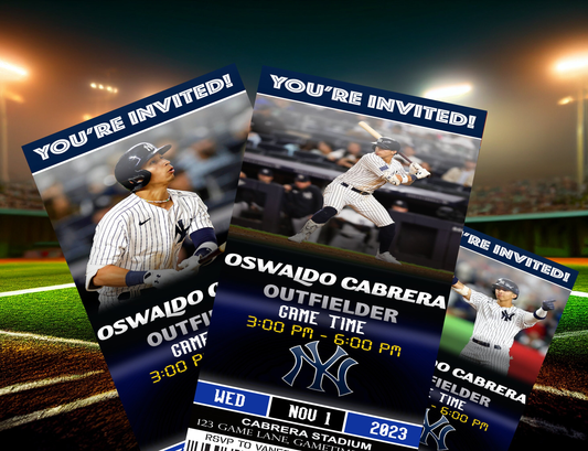 New York Yankees Ticket Style Sports Party Invites – Sports Invites