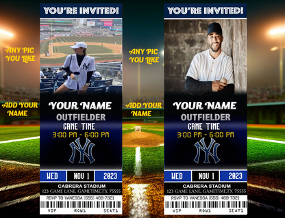 New York Yankees Ticket Style Sports Party Invites – Sports Invites