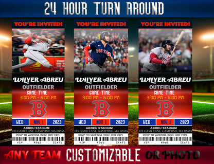 Boston Red Sox Ticket Style Sports Party Invites – Sports Invites