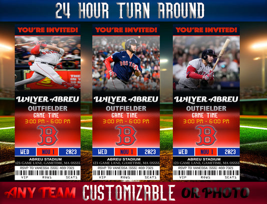 Boston Red Sox Ticket Style Sports Party Invites – Sports Invites