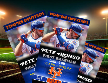 New York Mets Ticket Style Sports Party Invites – Sports Invites