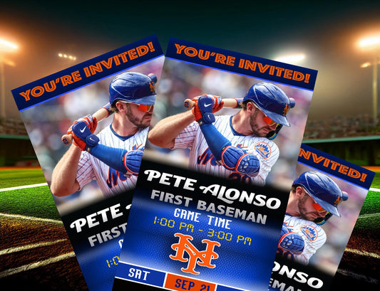 New York Mets Ticket Style Sports Party Invites – Sports Invites